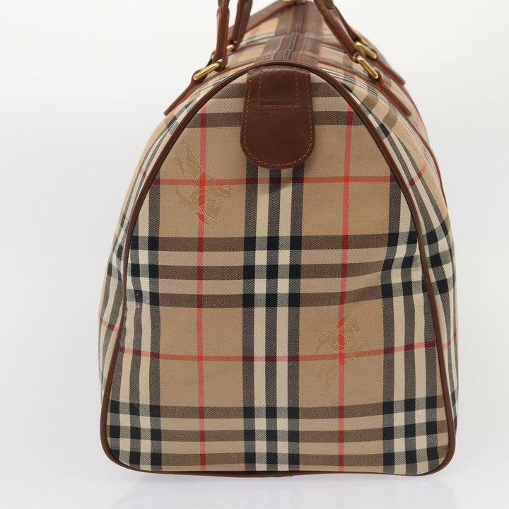 BurberrySs Nova Check Boston Bag Canvas Beige Auth am6446