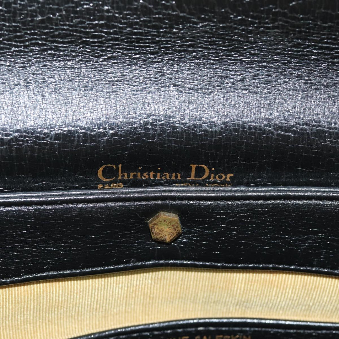 CHRISTIAN Top quality Dior Trotter Canvas Shoulder Bag Leather Navy Black Auth am6449