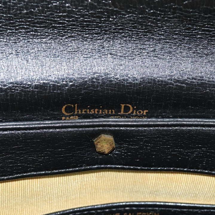 CHRISTIAN Top quality Dior Trotter Canvas Shoulder Bag Leather Navy Black Auth am6449