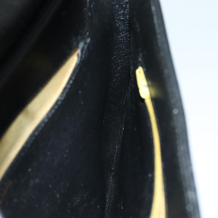 CHRISTIAN Top quality Dior Trotter Canvas Shoulder Bag Leather Navy Black Auth am6449