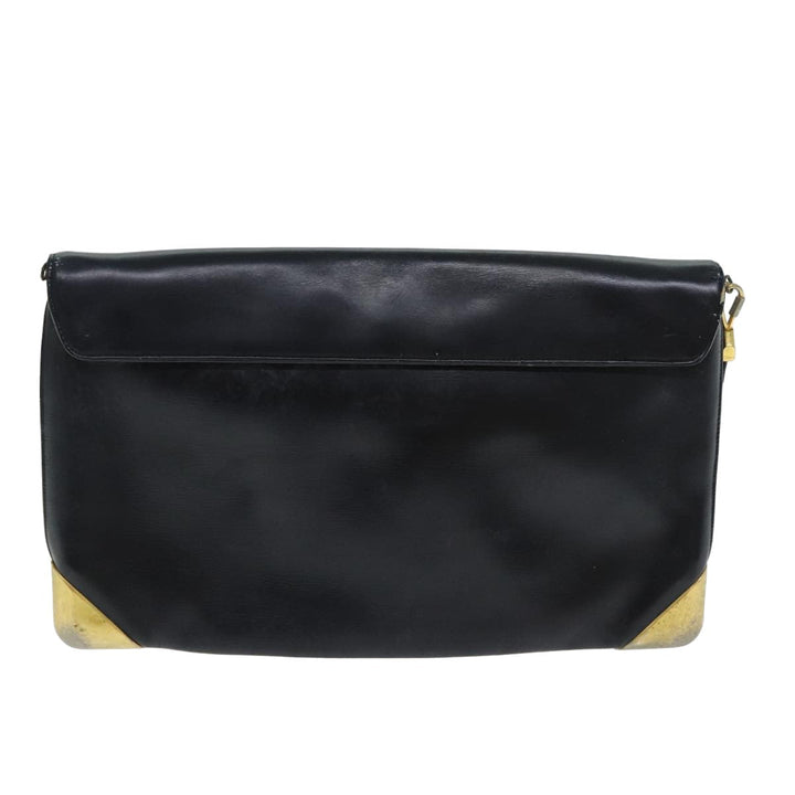 CHRISTIAN Top quality Dior Trotter Canvas Shoulder Bag Leather Navy Black Auth am6449