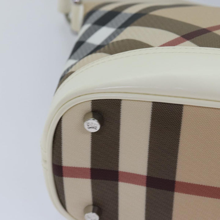 Burberry Nova Check Shoulder Bag PVC Leather Beige Auth am6477A