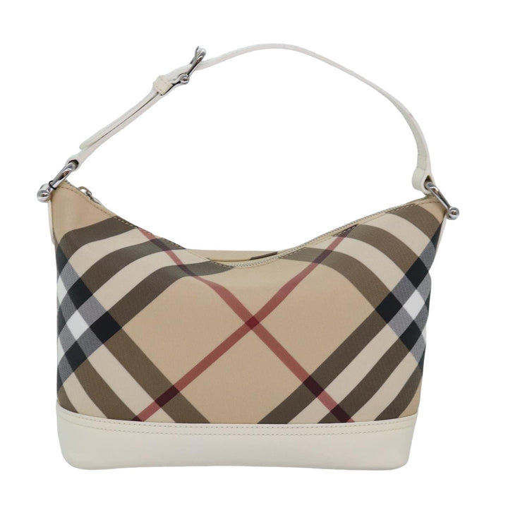 Burberry Nova Check Shoulder Bag PVC Leather Beige Auth am6477A