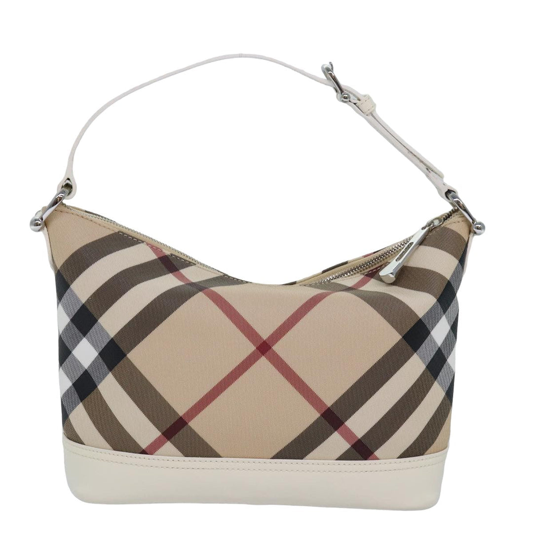Burberry Nova Check Shoulder Bag PVC Leather Beige Auth am6477A