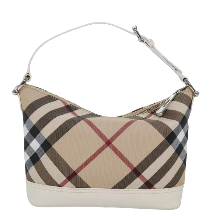 Burberry Nova Check Shoulder Bag PVC Leather Beige Auth am6477A