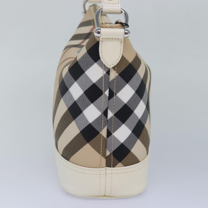Burberry Nova Check Shoulder Bag PVC Leather Beige Auth am6477A