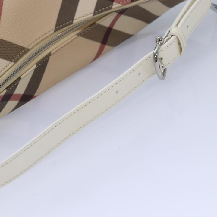 Burberry Nova Check Shoulder Bag PVC Leather Beige Auth am6477A