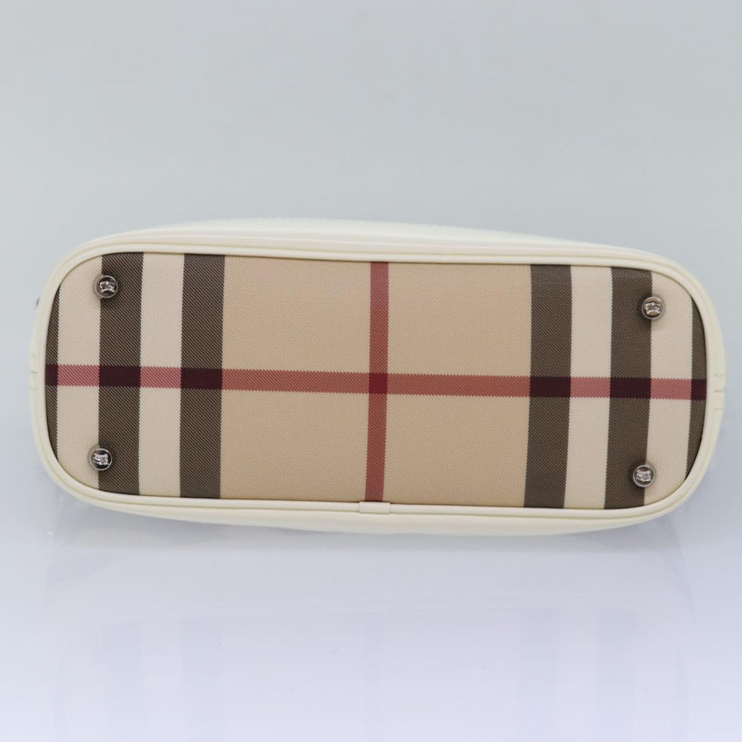 Burberry Nova Check Shoulder Bag PVC Leather Beige Auth am6477A