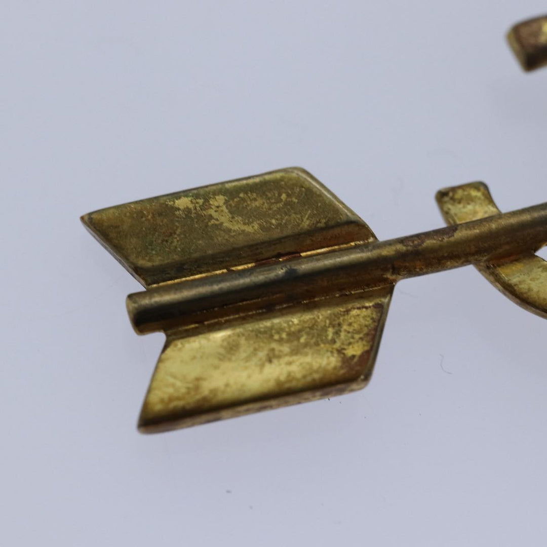 Chanel arrow Brooch metal Gold CC Auth am6488