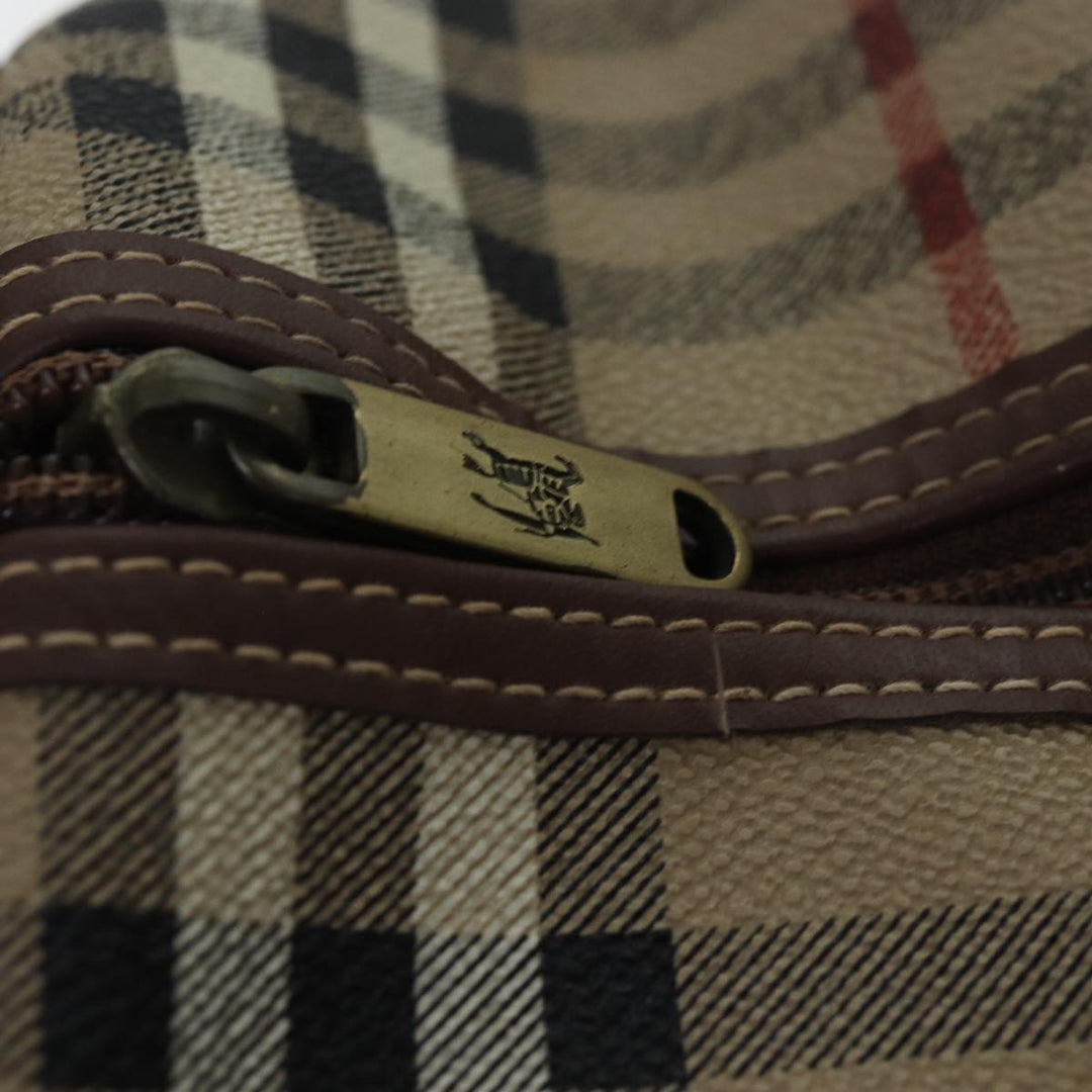 BurberrySs Nova Check Boston Bag PVC Leather Beige Brown Auth am6514