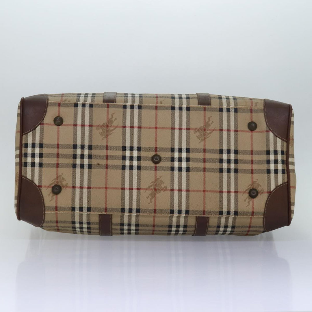 BurberrySs Nova Check Boston Bag PVC Leather Beige Brown Auth am6514