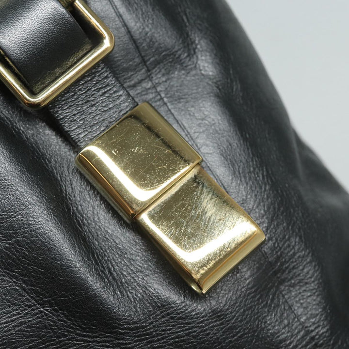Chloe Victoria Hand Bag Leather 2way Black am6565