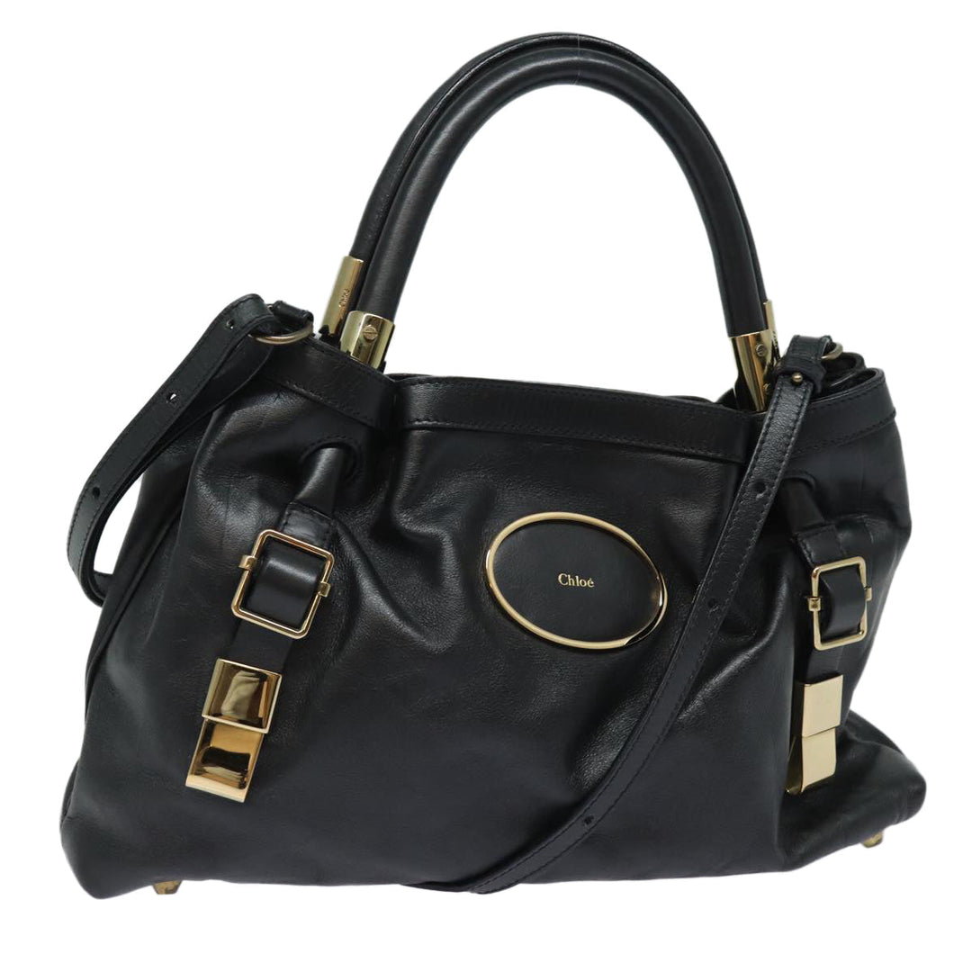 Chloe Victoria Hand Bag Leather 2way Black am6565
