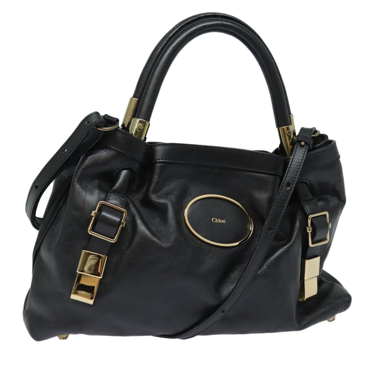 Chloe Victoria Hand Bag Leather 2way Black am6565
