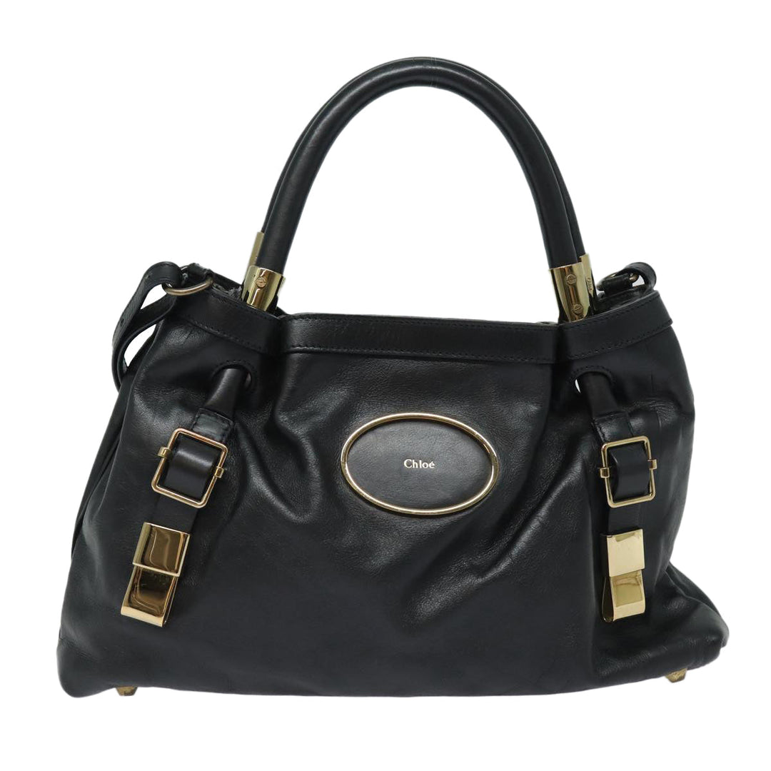 Chloe Victoria Hand Bag Leather 2way Black am6565