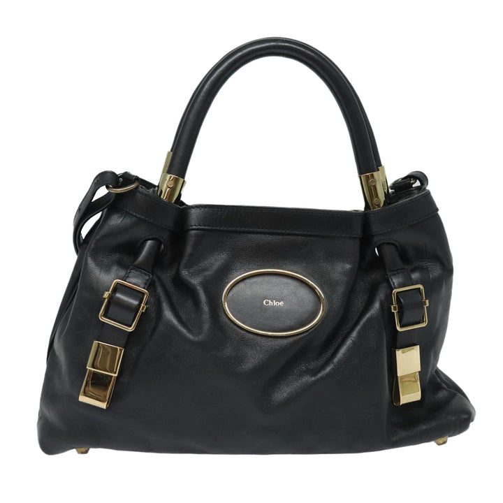Chloe Victoria Hand Bag Leather 2way Black am6565