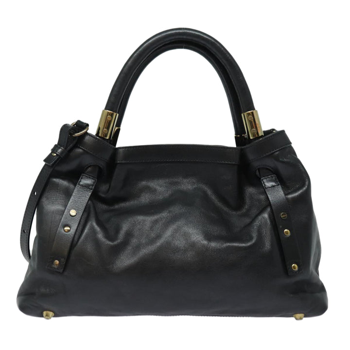 Chloe Victoria Hand Bag Leather 2way Black am6565