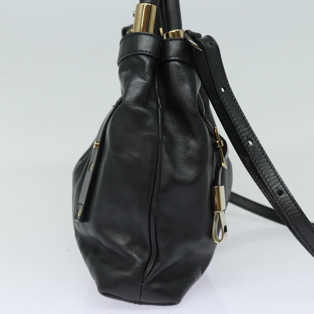 Chloe Victoria Hand Bag Leather 2way Black am6565