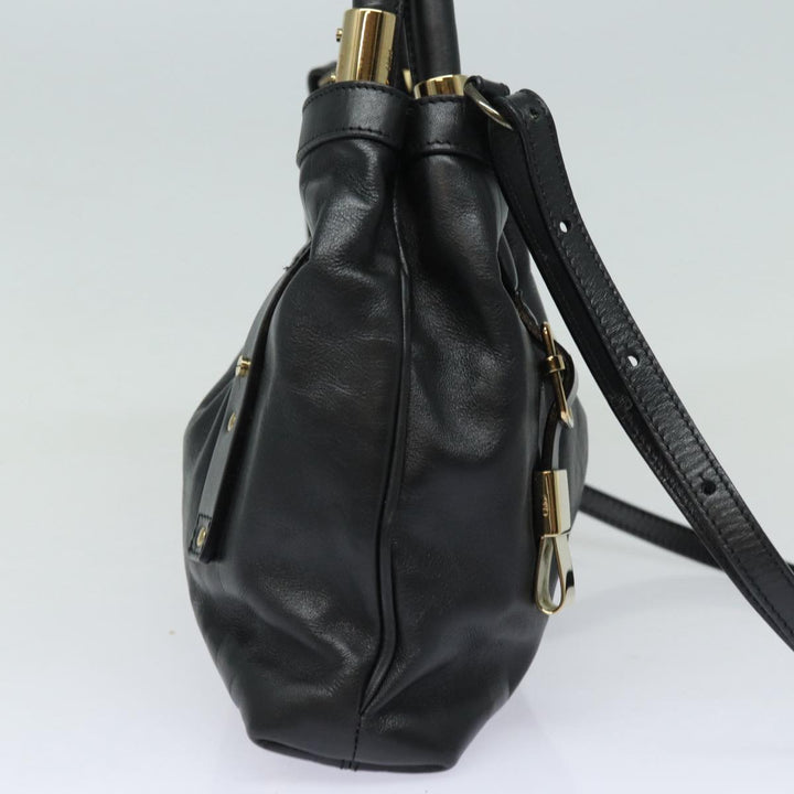 Chloe Victoria Hand Bag Leather 2way Black am6565