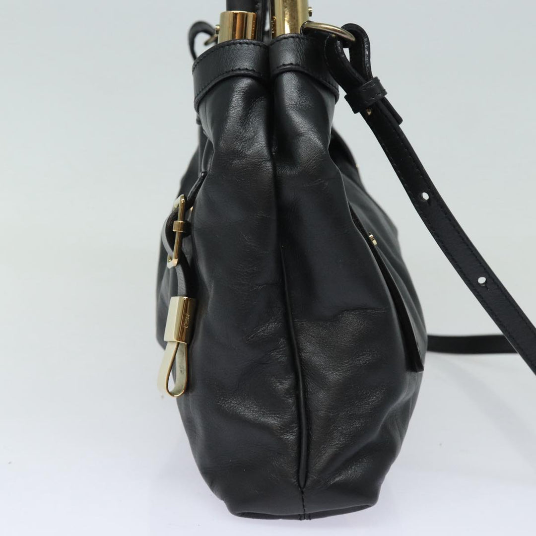 Chloe Victoria Hand Bag Leather 2way Black am6565