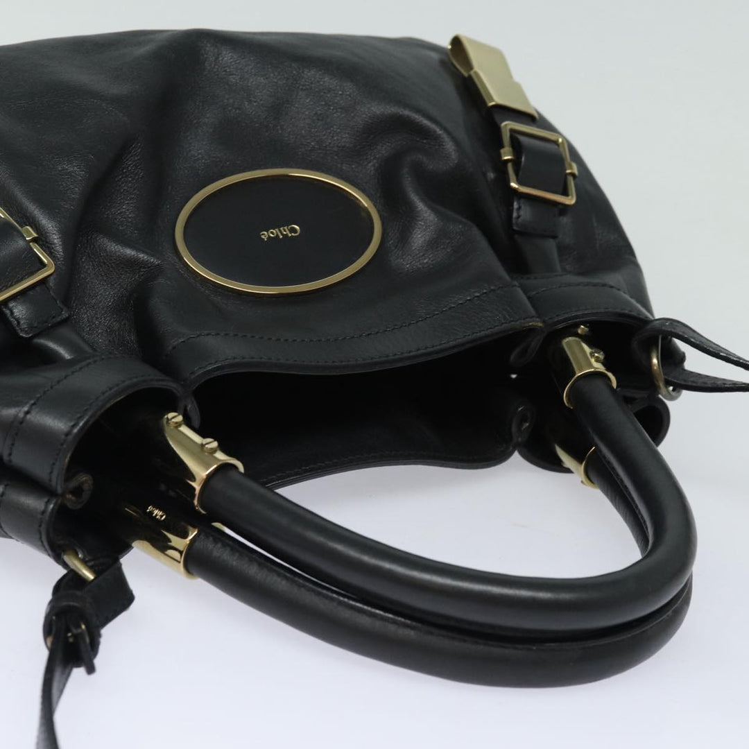 Chloe Victoria Hand Bag Leather 2way Black am6565