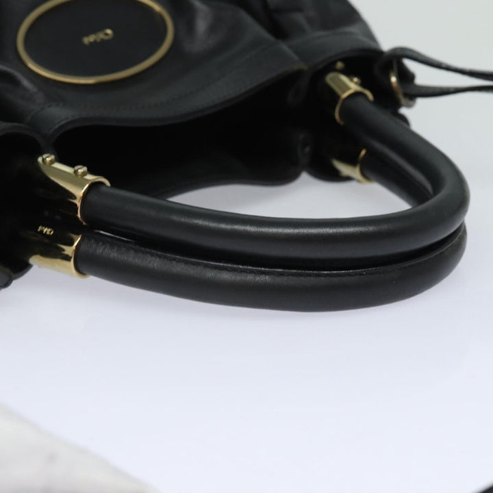 Chloe Victoria Hand Bag Leather 2way Black am6565