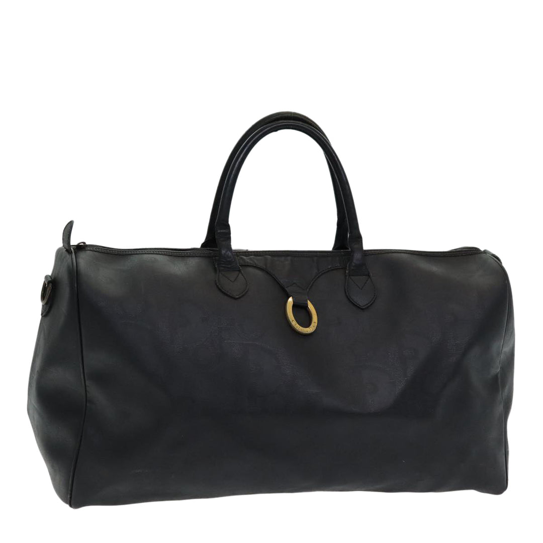 CHRISTIAN Top quality Dior Trotter Canvas Boston Bag Black Auth am6570
