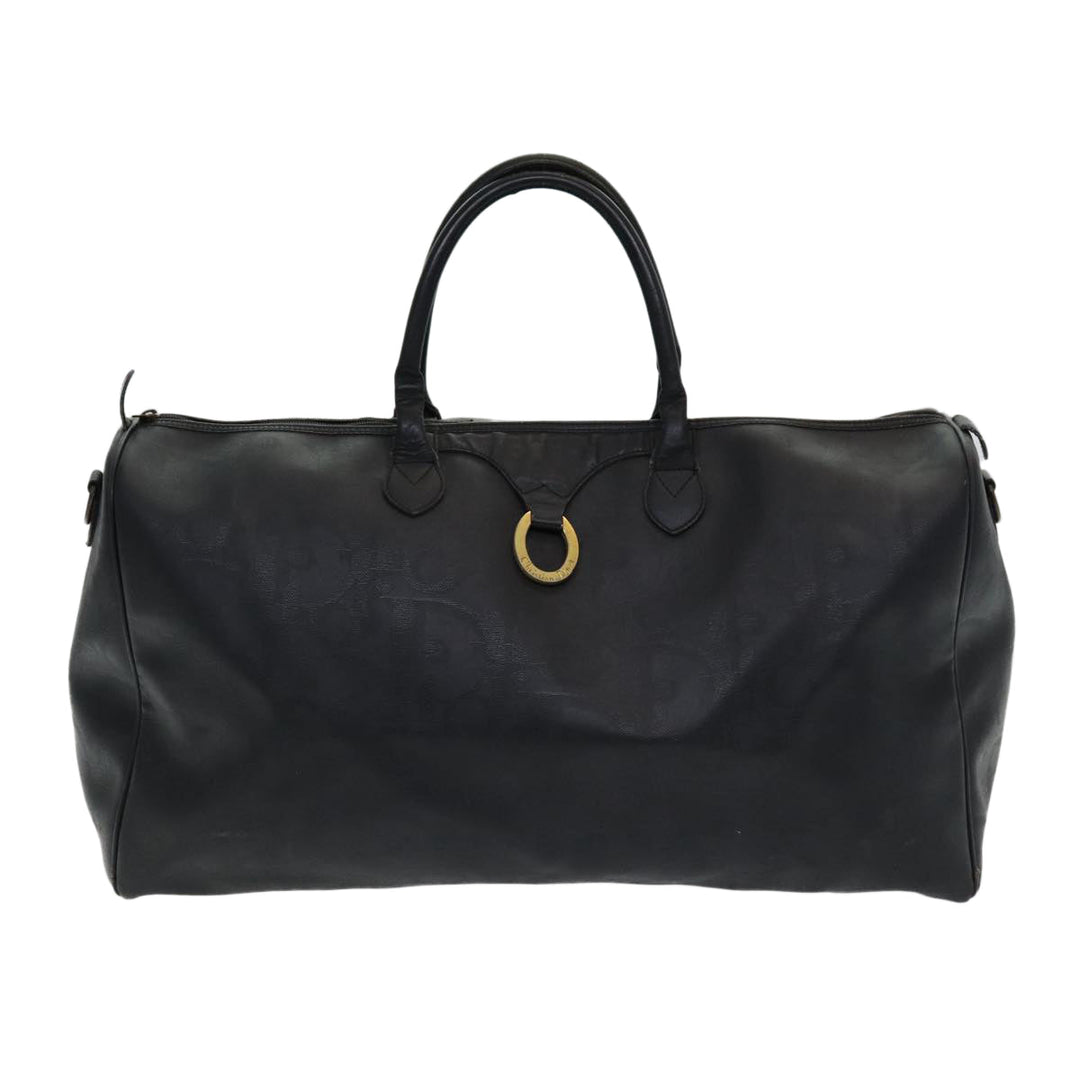 CHRISTIAN Top quality Dior Trotter Canvas Boston Bag Black Auth am6570