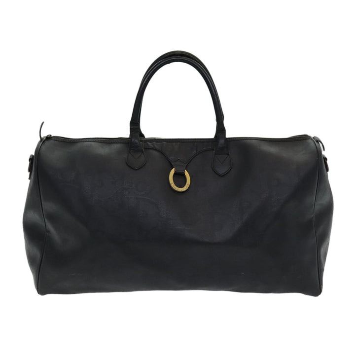 CHRISTIAN Top quality Dior Trotter Canvas Boston Bag Black Auth am6570