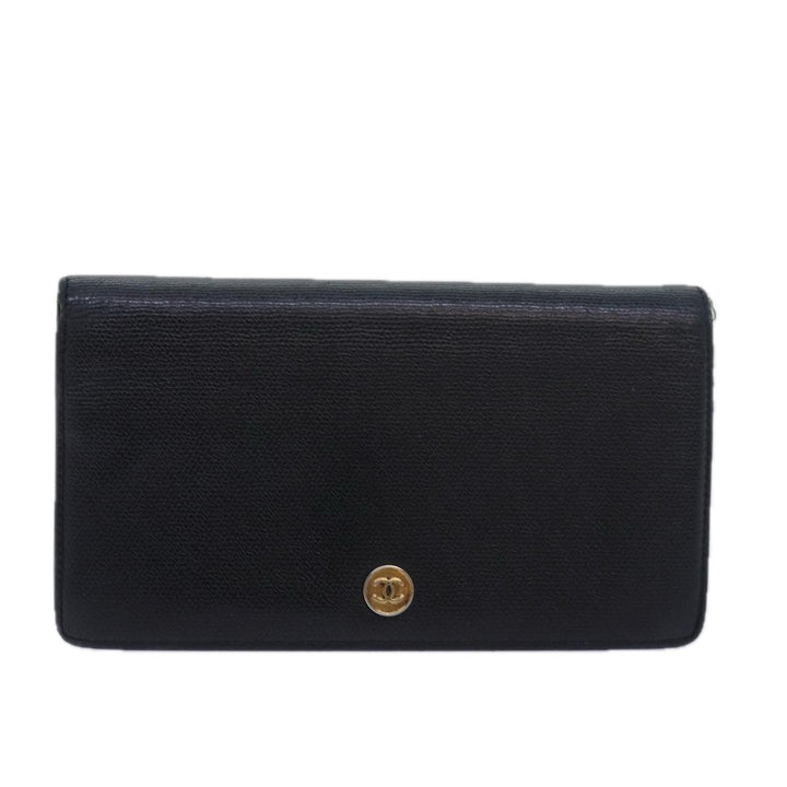 Top Quality Chanel COCO Mark Wallet Leather Black CC Auth am6579