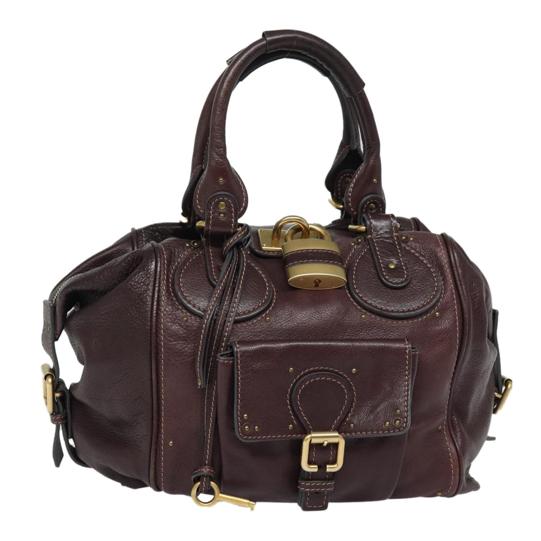 Chloe Paddington Hand Bag Leather Wine Red am6592