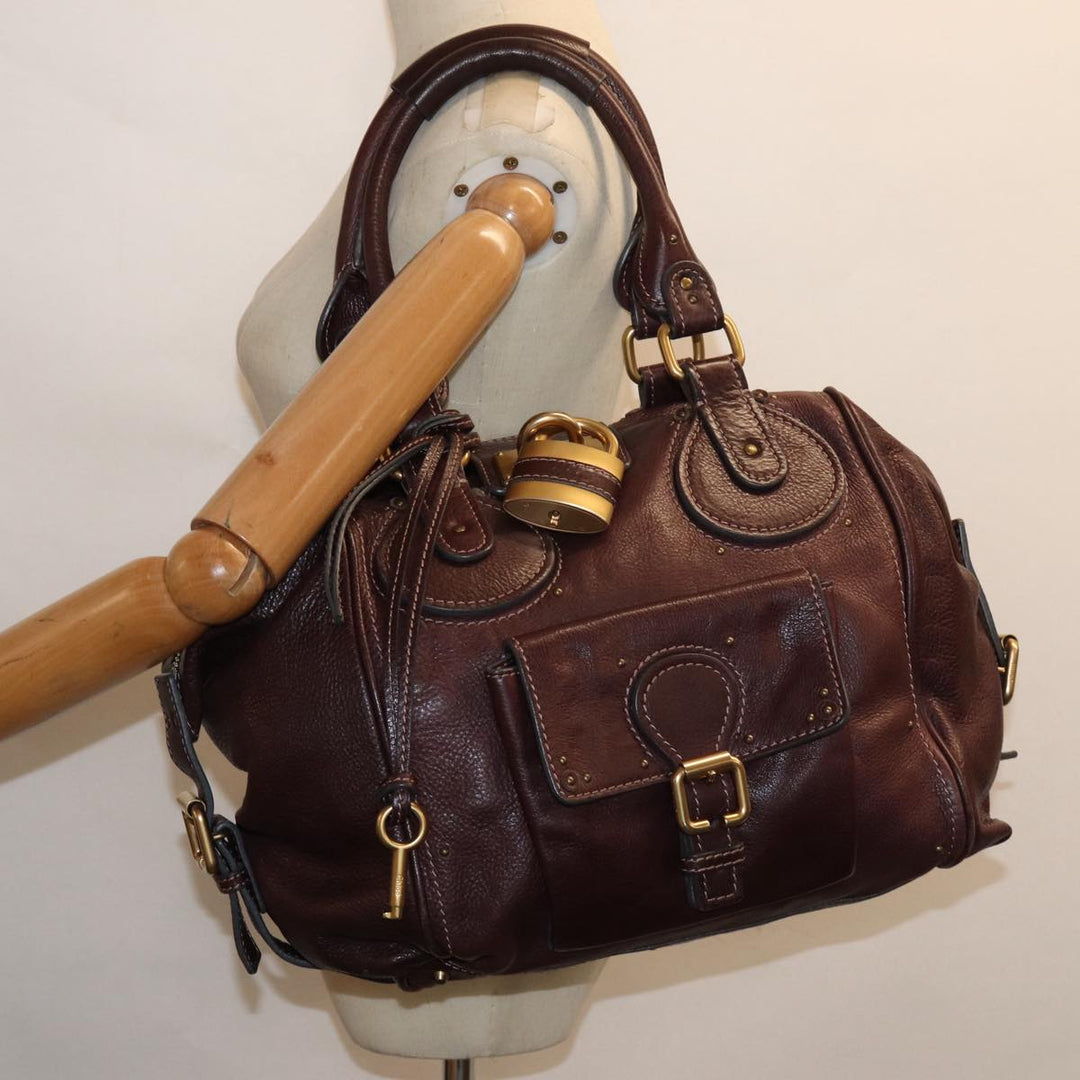 Chloe Paddington Hand Bag Leather Wine Red am6592