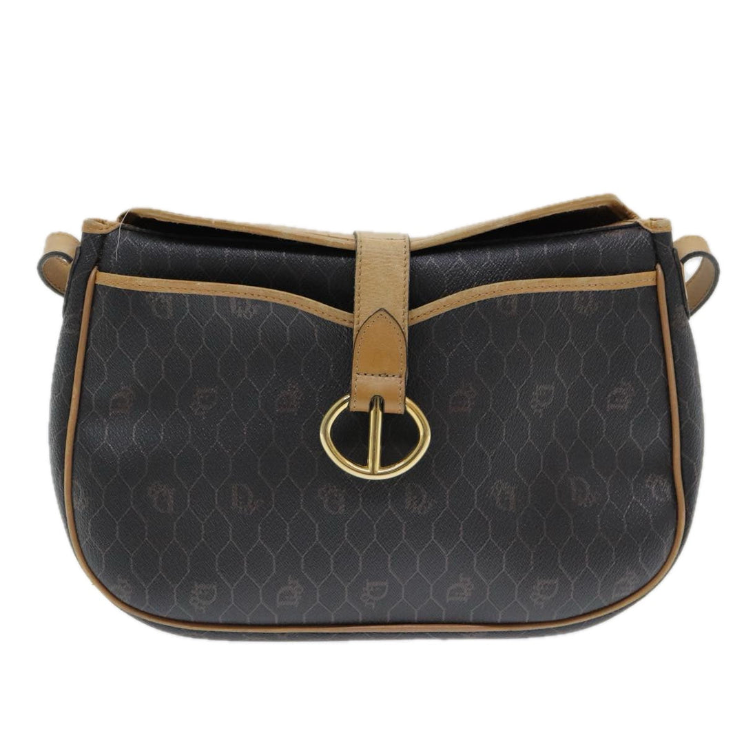CHRISTIAN Top quality Dior Honeycomb Canvas Wallet Shoulder Bag PVC 2Set Black Auth am6661