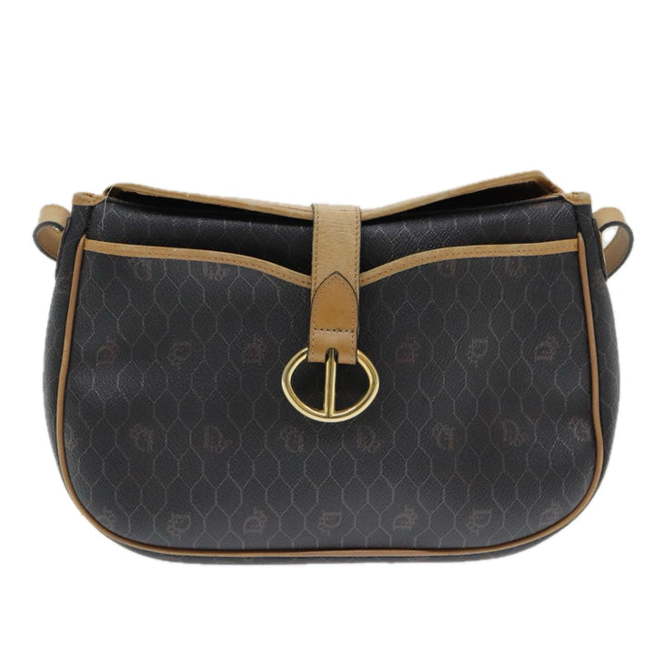CHRISTIAN Top quality Dior Honeycomb Canvas Wallet Shoulder Bag PVC 2Set Black Auth am6661