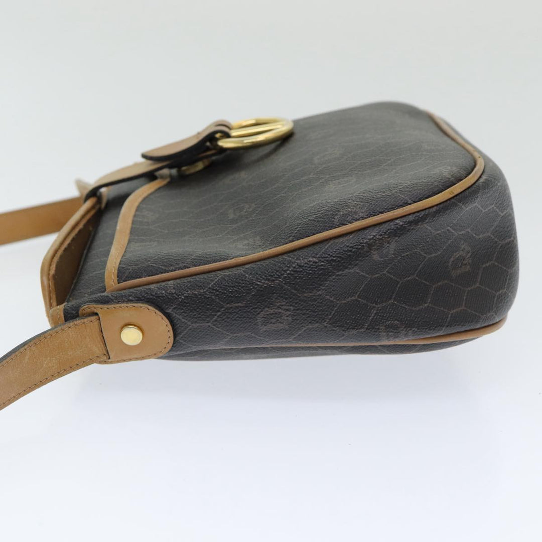CHRISTIAN Top quality Dior Honeycomb Canvas Wallet Shoulder Bag PVC 2Set Black Auth am6661