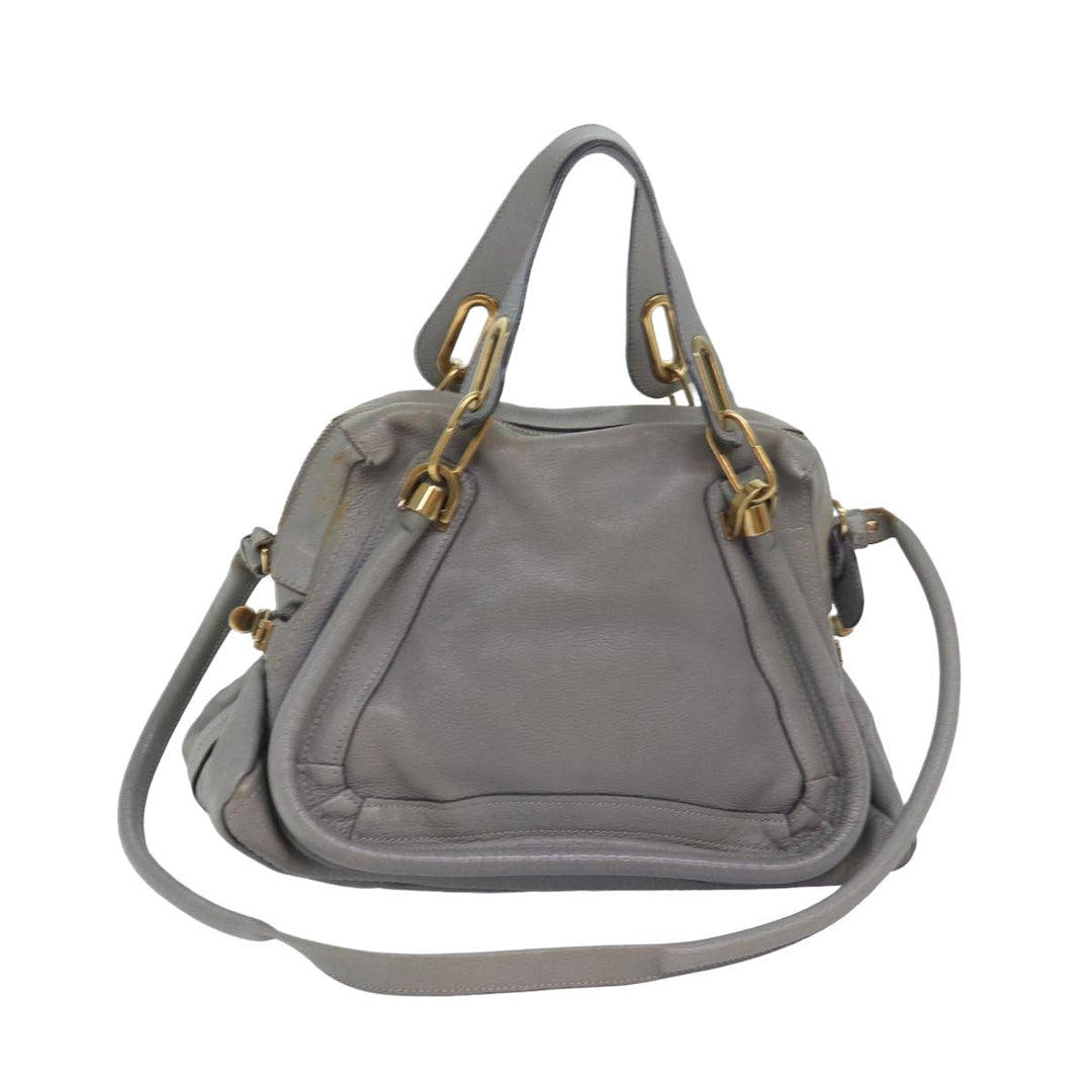 Chloe Paraty Hand Bag Leather 2way Gray am6680