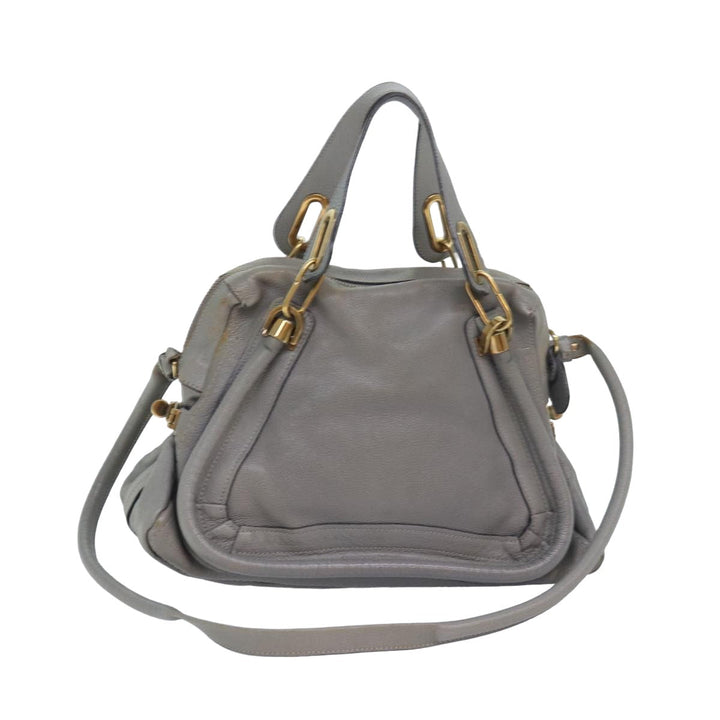 Chloe Paraty Hand Bag Leather 2way Gray am6680