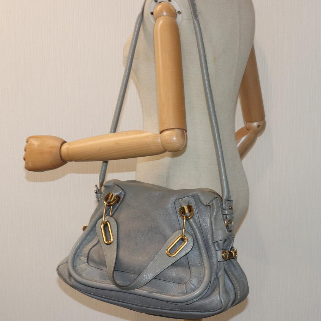 Chloe Paraty Hand Bag Leather 2way Gray am6680