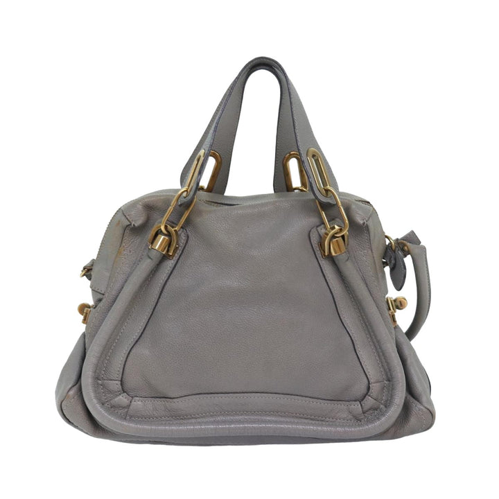 Chloe Paraty Hand Bag Leather 2way Gray am6680