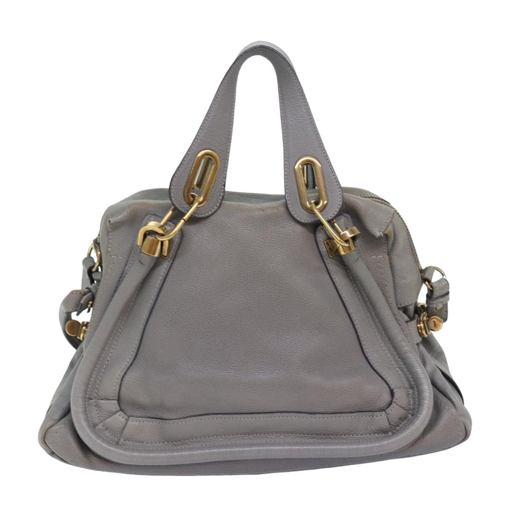Chloe Paraty Hand Bag Leather 2way Gray am6680