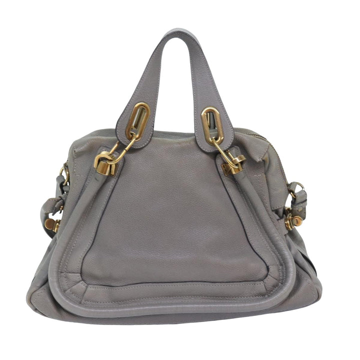 Chloe Paraty Hand Bag Leather 2way Gray am6680