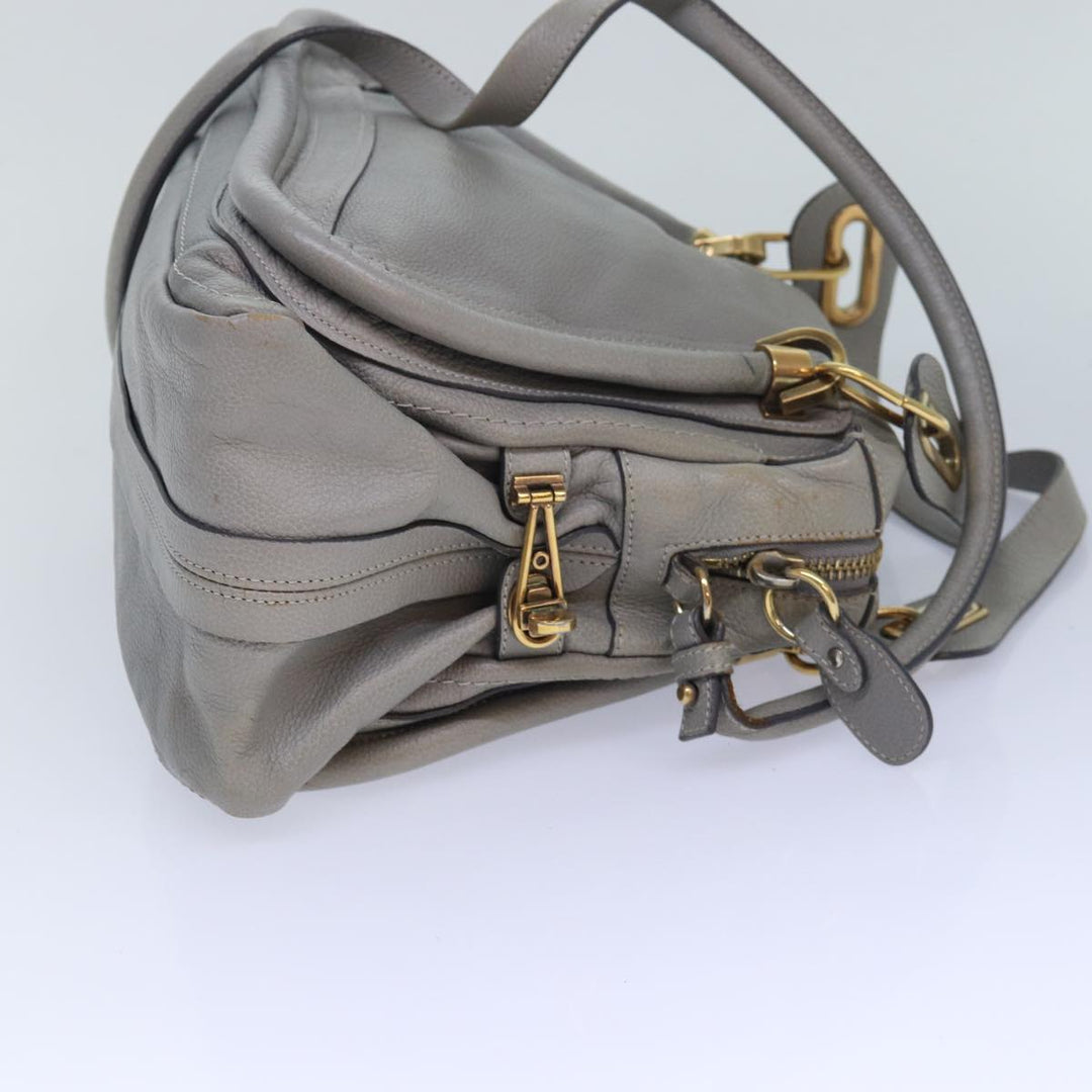 Chloe Paraty Hand Bag Leather 2way Gray am6680