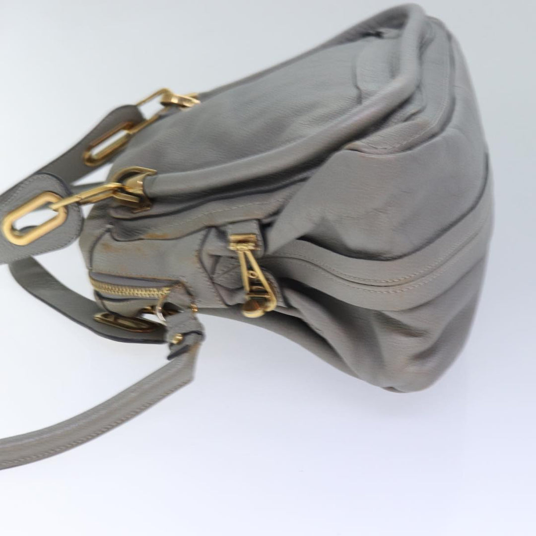 Chloe Paraty Hand Bag Leather 2way Gray am6680