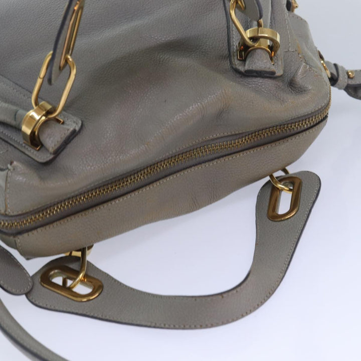 Chloe Paraty Hand Bag Leather 2way Gray am6680