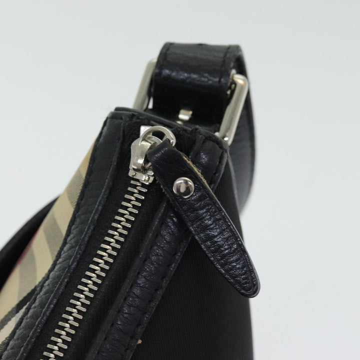 Burberry Nova Check Shoulder Bag Nylon Black Beige Auth am6696