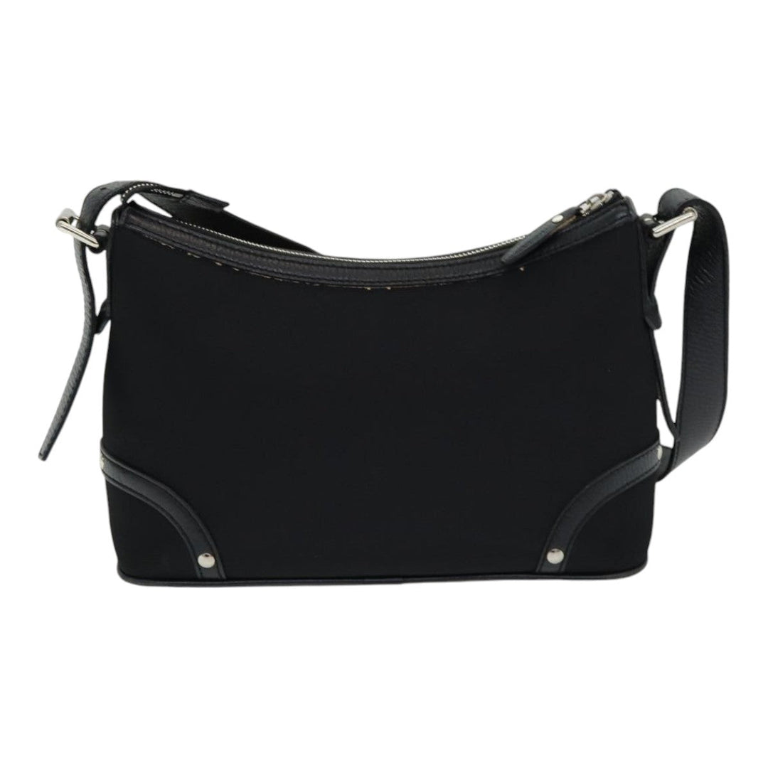Burberry Nova Check Shoulder Bag Nylon Black Beige Auth am6696