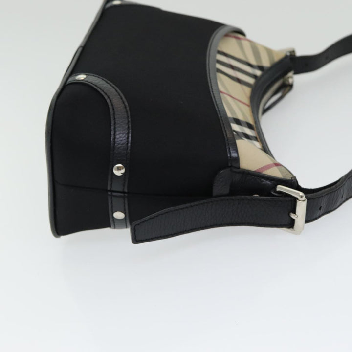 Burberry Nova Check Shoulder Bag Nylon Black Beige Auth am6696