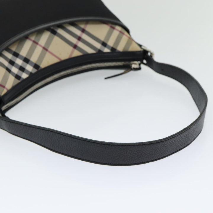Burberry Nova Check Shoulder Bag Nylon Black Beige Auth am6696