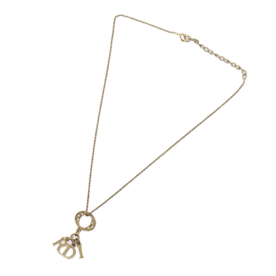 CHRISTIAN Top quality Dior Necklace metal Gold Auth am6766