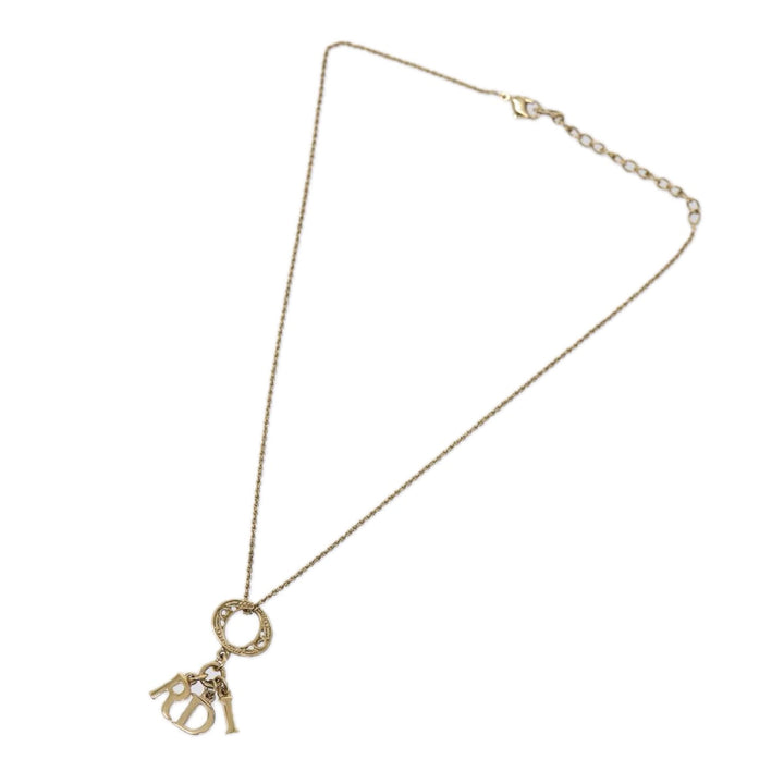CHRISTIAN Top quality Dior Necklace metal Gold Auth am6766